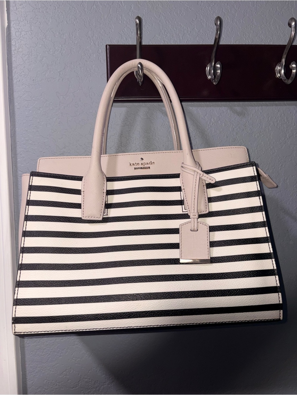 kate spade Black & Cream Striped Satchel